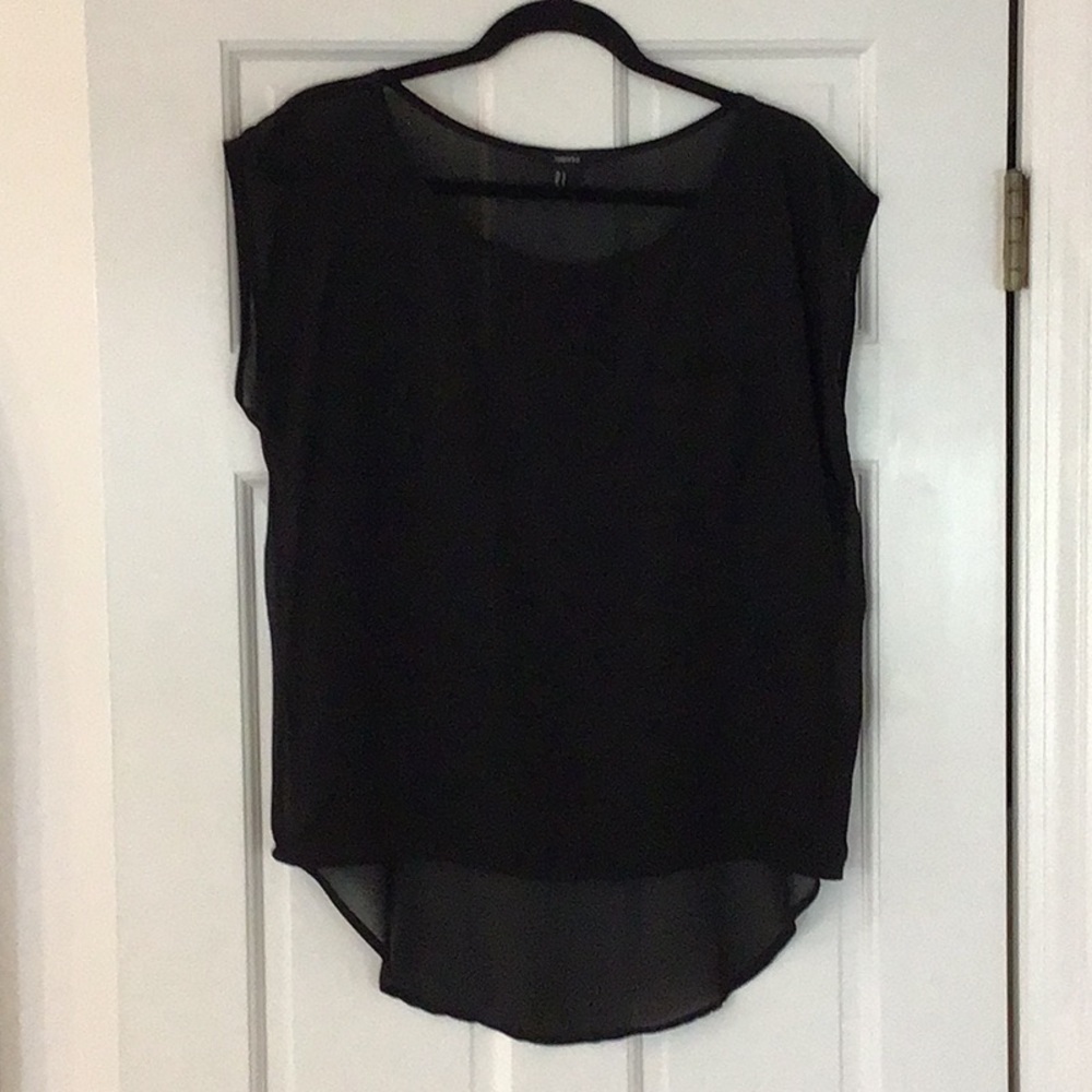 Black Sheer High-Low Women's Top